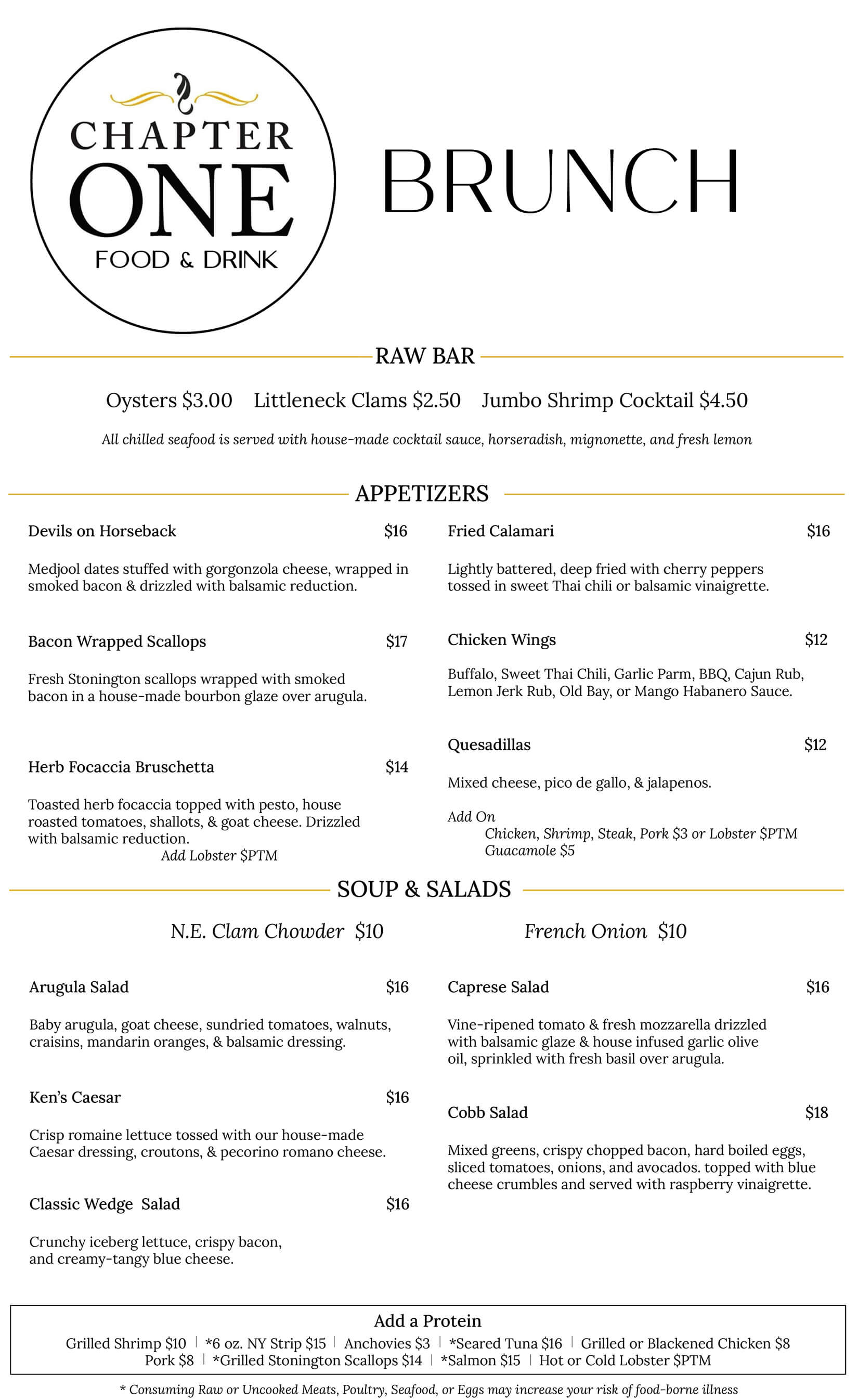 Chapter One Brunch Menu for Website page 1