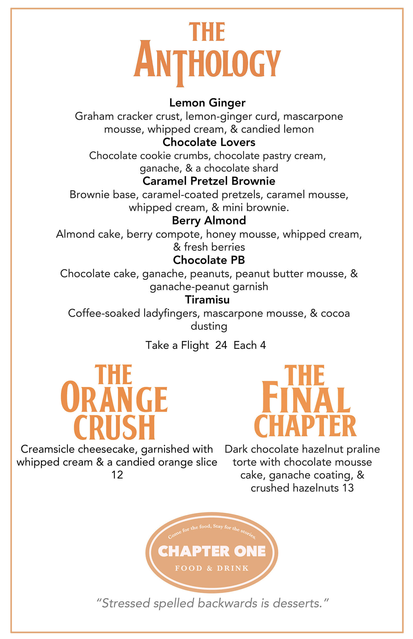 Chapter One Mystic Drinks Menu 