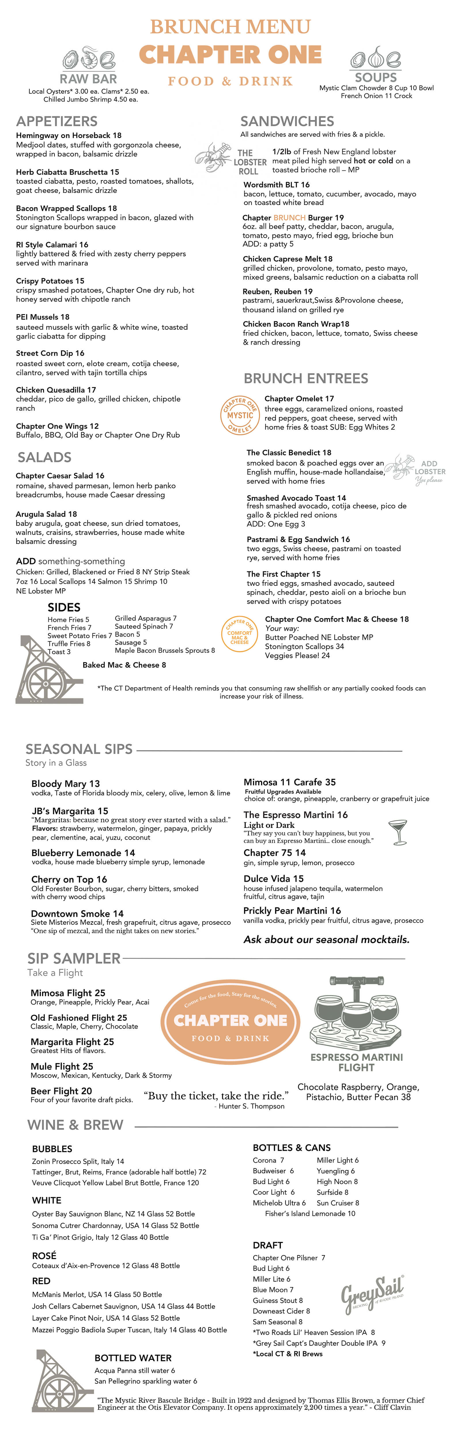 Chapter One Mystic Brunch Menu 