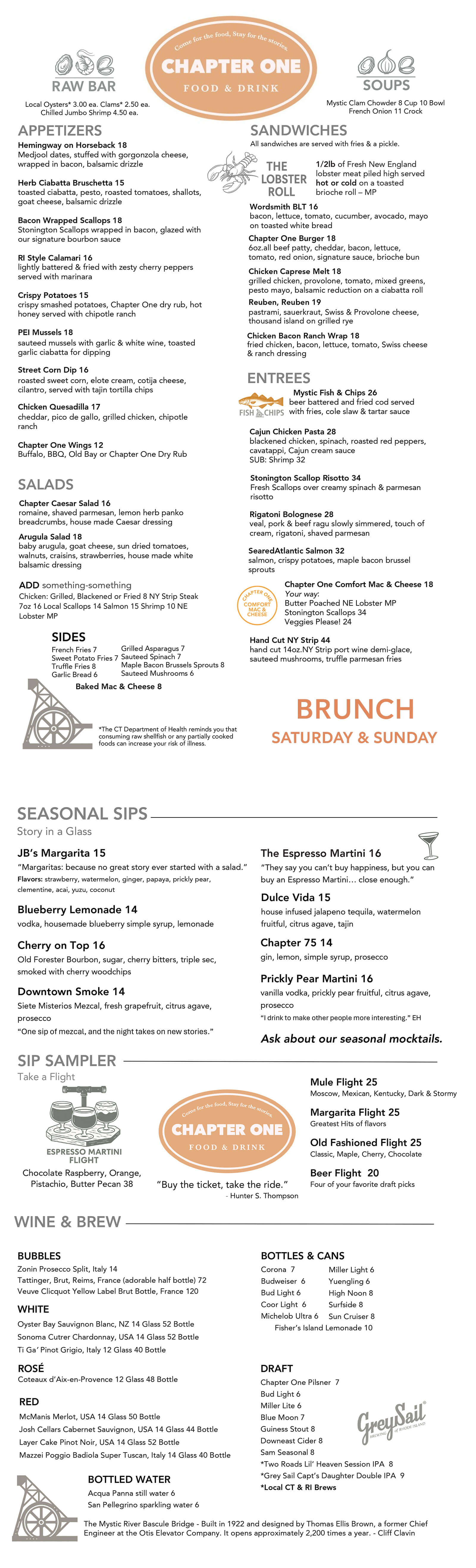 Chapter One Mystic All Day Menu