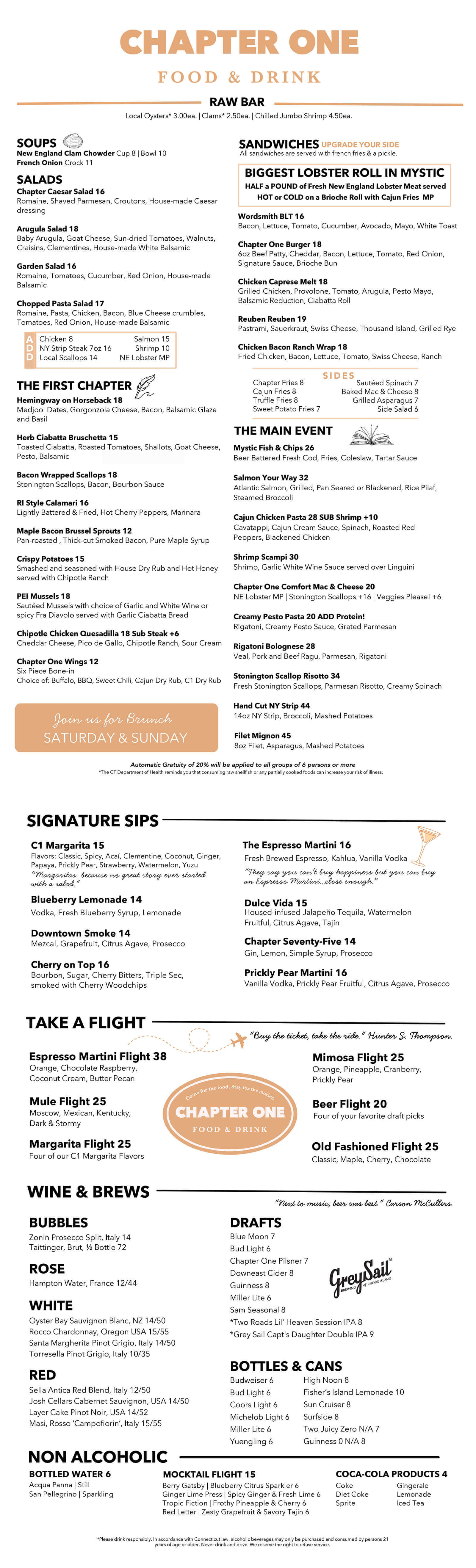 Chapter One Mystic All Day Menu