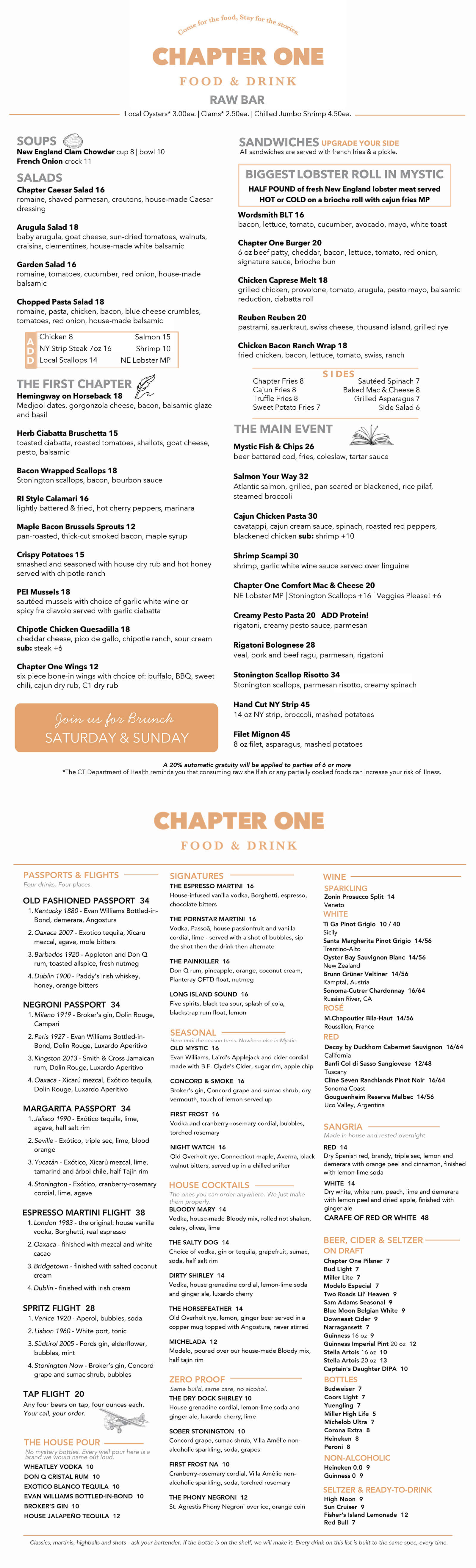 Chapter One Mystic All Day Menu